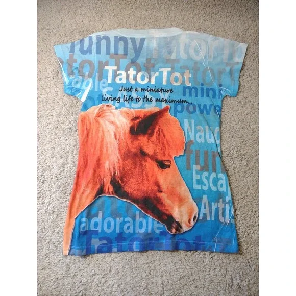 Noble Equestrian Shirt M Tatortot Miniature Horse Graphic Tshirt Vneck Short Slv - Picture 9 of 14